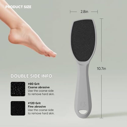 Wide Emery, Double-Sided Pedicure Tool, Colossal Foot File for Men & Women, Effective for Cracked Heel, Callus Remover, Foot Scrubber, Professional, (Gray) - color: Gray