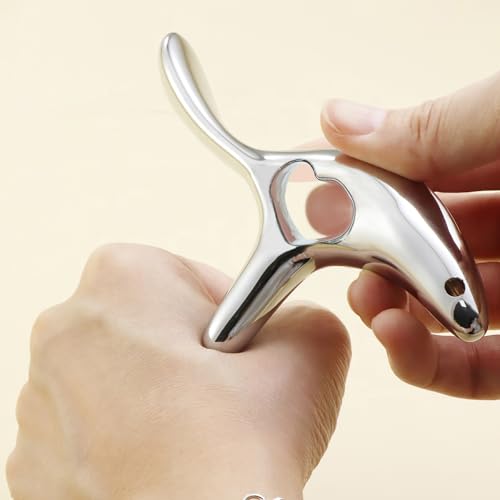 Gua Sha Tool Muscle Scraper Trigger Point Massager | Deep Tissue Myofascial Fascia Release Thumb Saver, Heart Shaped Neck Back Shoulder Foot Pain Relief, Silver