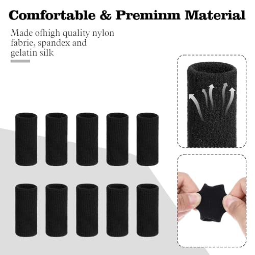 ElevateTech Finger Sleeves Protectors, 10 Pcs Finger Arthritis Sleeves Elastic Thumb Splint Brace Support Protector for Relieving Pain Breathable Fingers Tape for Basketball Golf Sports Aid Support