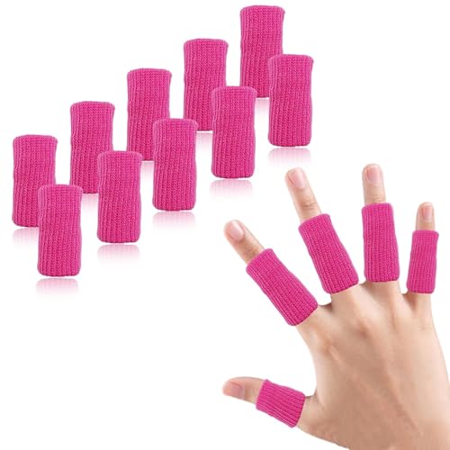 Finger Compression Sleeves Support, Finger Protectors Cots for Arthritis Swelling Basketball Sport, Breathable Elastic (10, Rose Red, One Size) - color: Rose Red