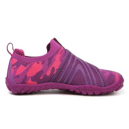 KUBUA Versatile Kids Water Shoes Boys Girls Quick Dry Swim Aqua Socks | Wide Toe Box, Lightweight, Barefoot-Style, Breathable, Beach, Pool, Kayak, Water Parks, Hiking, Toddler, Little Kid, Big Kid - color: Purple, size: 11 Little Kid