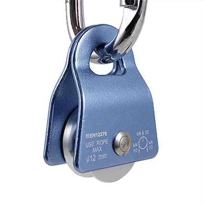 Flexible Active Pulley Block Degree Swivel Pulley for Outdoor Rock Climbing Rope Ice Belt Lifting Sling (Size : Blue) - size: Blue