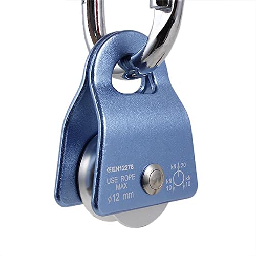 Flexible Active Pulley Block Degree Swivel Pulley for Outdoor Rock Climbing Rope Ice Belt Lifting Sling (Size : Blue) - size: Blue