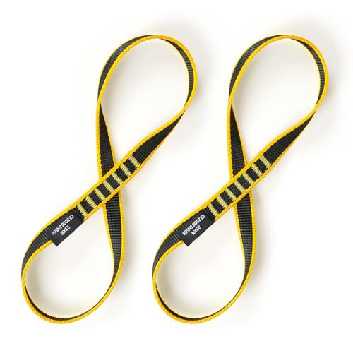 18mm Nylon Climbing Sling Runner 23KN CE2008/EN566 Certified - Webbing Straps for Outdoor Rock Climbing, Rappelling, Swing, Yoga Hammock etc - color: Yellow, size: 30cm/ 12inch |Pack of 2
