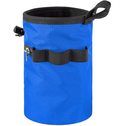 Bouldering Chalk Bucket & Zippers Pockets Rock Climbing Bag Magnesia Pouches Nonslip Easy Use Rock Climbing Chalk - color: Sky blue