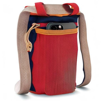 Oso Supply Co - Classic Chalk Bag for Rock Climbing, Bouldering Chalk Bag Bucket with Quick-Clip Belt, Zippered Pockets and Pouch - Perfect Indoor/Outdoor Rock Climbing Gear Equipment - color: Midnight Blue & Red
