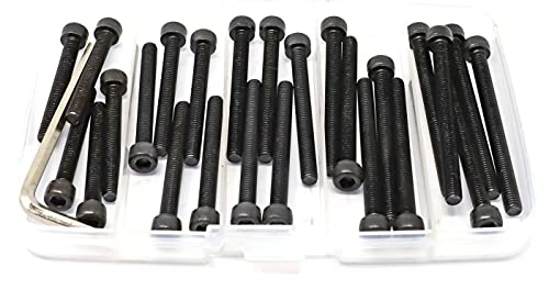 iexcell 25 Pcs M5 x 40/45/50/55/60 Alloy Steel 12.9 Grade Hex Socket Head Cap Screws Bolts Assortment Kit, Black Oxide Finish - size: M5 x 40/45/50/55/60mm