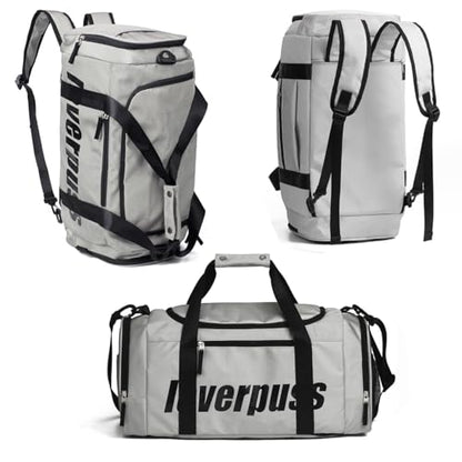 3-in-1 Gym Duffle Backpack - 35L Waterproof Sports Travel Bag with Shoe Compartment & Wet Dry Pocket, Convertible Backpack/Handbag/Shoulder Bag for Men Women, Light Grey - color: Grey