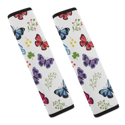 2PCS Watercolor Butterfly Seat Belt Cover Breathable Seat Belt Cushion for Adults and Children, All Vehicles, Comfortable Driving - color: Pattern 837