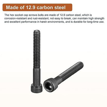 DTGN #10-24x2 Socket Head Cap Screws Bolts, 25Pcs 12.9 Grade Alloy Steel, Machine Hex Socket Screw, Hex Drive, Black Oxide Finish, UNC Coarse Thread Partially Threaded - size: #10-24x2"