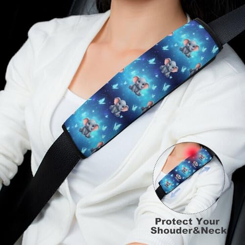 Universal Fit Seat Belt Shoulder Pad for Adult Use, Most Cars, 2 Pack Cute Butterfly Elephant Harness Pads Strap Pressure Relief - color: Pattern 686