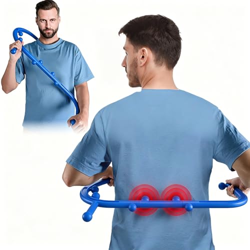 Trigger Point Massage Tool,Two Shapes Handheld Back and Neck Massager for Pain Relief,Muscle Release Tool Manual Massage Hook Back Neck Shoulder Massager Blue - Gift for Women & Men - color: Blue