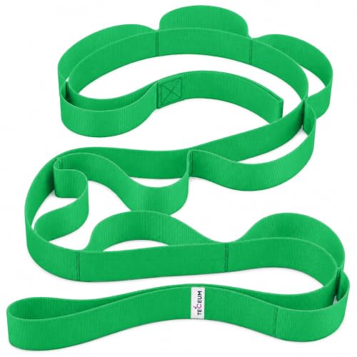 Stretching Strap with 10 Loops for Physical Therapy & Rehab | Non-Elastic Yoga Stretch Band for Hamstring, Leg, Hip & Knee Rehab, Pilates, Flexibility & Mobility Exercises for Men & Women - color: Green, size: Polypropylene 1.5” W - 10 Loops