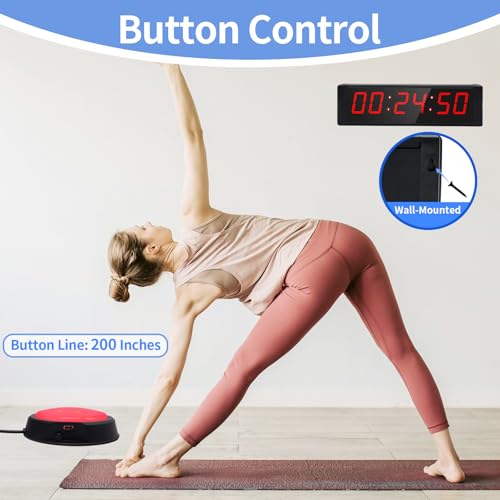 Large Stopwatch with Start/Stop Button, LED Digital Timer with Remote, Countdown Clock with Buzzer, Gym Clock for Home Gym, Interval Timer for Workout - style: Rechargeable