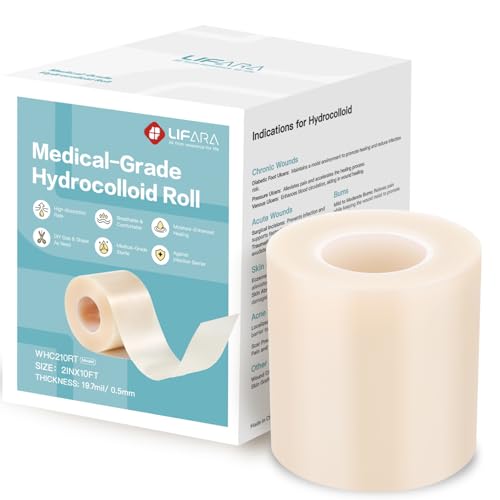 LIFARA Hydrocolloid Roll for Wound Care - Cut-to-Size, Hydrocolloid Patch Bandages with Self-Adhesive, Ultra Absorbent & Waterproof, First Aid Kit Essential (19.7mil/ 0.5mm Thickness, 2in*10ft) - size: 2in*10ft, 19.7mil/ 0.5mm Thickness