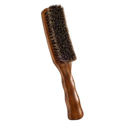 STYLEMATE Wild Boar Bristle Slick Back Hair Brush, Large Soft Bristle Hair Brushes for Thin & Fine Hair, Natural Sapele Wooden Handle Hairbrush for Women Men - size: Large