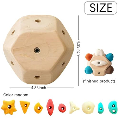 Handcrafted Boulder Block - Boulder Ball for Hand Climbing, 3D Rock Climbing Training Balls with Holds Build Strength and Precision Unique Rock Climb Gift