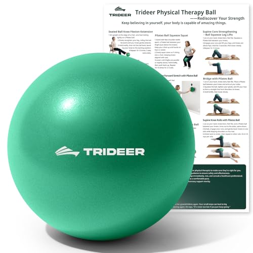 Trideer Exercise Balls Physical Therapy, 9 Inch Pilates Ball Between Knees for Physical Therapy, Mini Exercise Ball - Yoga Ball, Small Workout Balls for Core Strength and Back Support with Guide - color: Green(With Inflation Straw)
