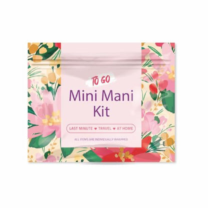 Mini Mani Kit – Disposable Manicure Set with Nail Clipper, File, Buffer, Cuticle Stick & Polish Remover Pad – Compact One-Time Use Nail Care Kit for Travel, Purse, Desk, or Car (Pink) - color: Pink