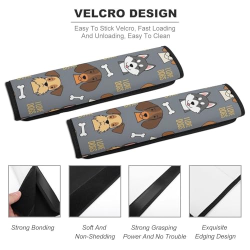 2 Pack Cute Dogs Puppies Print Car Seat Straps Shoulder Pads Soft Padded Shoulder Harness Cover for Adult Use, Stroller Pushchair High Chair, Pressure Relief - color: Pattern 325