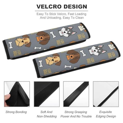2 Pack Cute Dogs Puppies Print Car Seat Straps Shoulder Pads Soft Padded Shoulder Harness Cover for Adult Use, Stroller Pushchair High Chair, Pressure Relief - color: Pattern 325