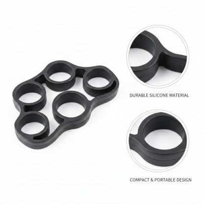 Hand Strengthener Silicone Finger Resistance Band for Grip Training and Extension Exercises - color: Black
