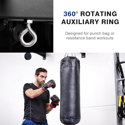 LIONSCOOL Multifunctional Wall Mounted Pull Up Bar with Pulley System, 48" and 16"/24" Multi-Grip Chin Up Bar, Cable Pulley Attachments Included, Perfect for Upper Body Workouts - size: 16"/24" APART