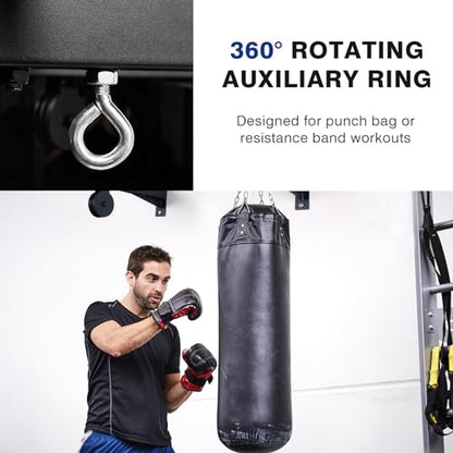 LIONSCOOL Multifunctional Wall Mounted Pull Up Bar with Pulley System, 48" and 16"/24" Multi-Grip Chin Up Bar, Cable Pulley Attachments Included, Perfect for Upper Body Workouts - size: 16"/24" APART
