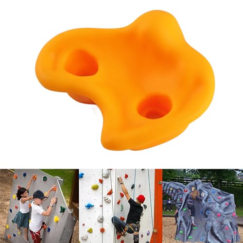 HERCHR 10 Rock Climbing Holds, PE Ergonomic Rock Wall Holds Grips for Indoor and Outdoor Playground Play Set Includes Mounting Hardware - color: Yellow