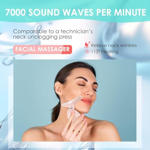 Facial Massager Red-Light-Therapy-for-Face and Neck, Face 𝖲 culpting Wand with 7 Color (Bright Pink) - color: Pink