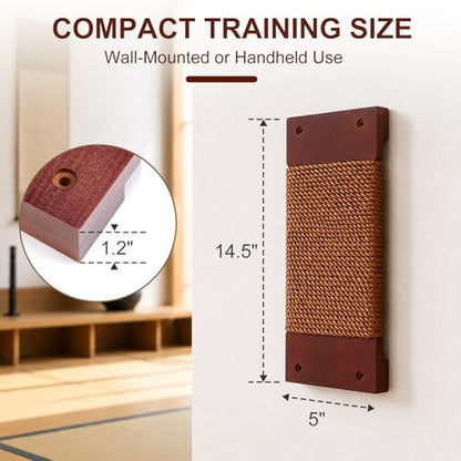 SiliFine 14.5" x 5" Wall Mount Makiwara, Solid Beech Wood Punching Board, Pre-drilled Holes for Easy Wall Mount, Martial Arts Training Equipment, Home Gym Garage Dorm (Brown)