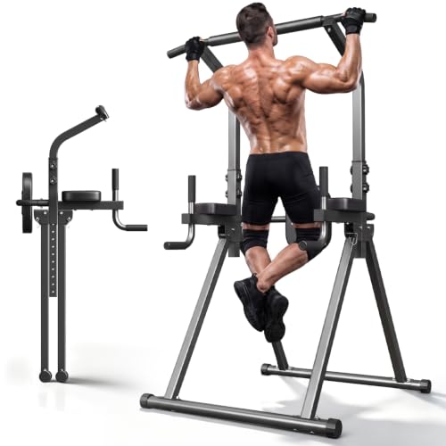 YYJO Foldable Pull Up Bar Free Standing Multi-function Power Tower Dip Bar with Assistance Bands Home Gym Strength Training Equipment - color: Black 03