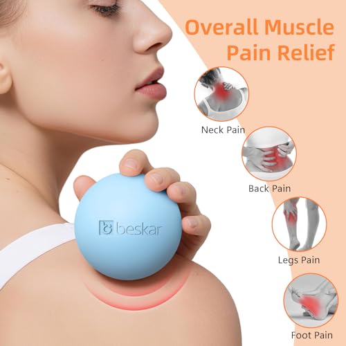 Massage Lacrosse Balls for Myofascial Release, Trigger Point Therapy | Foot Massage Ball to Relieve Plantar Fasciitis, Muscle Soreness - color: Blue