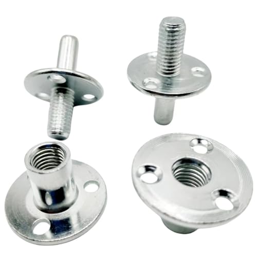 2 Sets M12 Metal Bedpost Connectors Screw-in T-nut Bedpost Connectors for Furniture Hardware Fittings, Sofa Bedpost Locking Connection Tee Nuts.