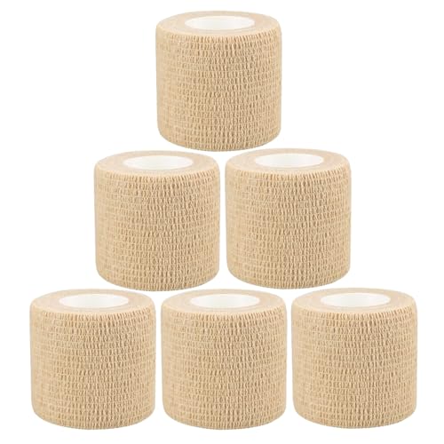 Baisunt 6 Pack 2 Inches Cohesive Bandage Self Adhesive Wrap Elastic Self Adherent Vet Wrap Breathable Self Stick Tape for Wrist, Ankle, Sports, Tatoo Wrap(5 Yards, Skin) - color: Skin, size: 2 Inch
