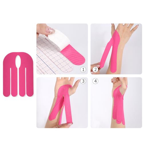 4 Pack Kinesiology Tape 4 Colors Wrist Support Tape Breathable Elastic Pre-Cut Bowling Thumb Tapes for Thumb Joint Pain Relief Arthritis Pain Baseball Soccer Sports Muscle Pains