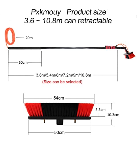7.2m/24FT Window Cleaning Pole, Water/Hose Fed Pole,Cleaning Brush Equipment, Window Cleaning Brush Equipment, Cleaning Photovoltaic and Solar Panels Conservatory roof cl - color: 55cm Brush Head, size: 24FT/7.2M