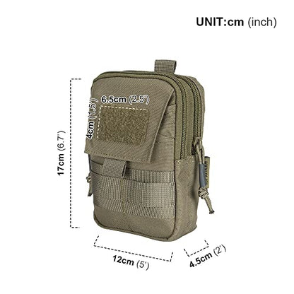 EXCELLENT ELITE SPANKER Tactical Molle EDC Pouch with Cellphone Pouch | Molle admin pouch,molle utility pouch,tool pouch,Organizer Nylon Belt Waist Bag - color: Ranger Green