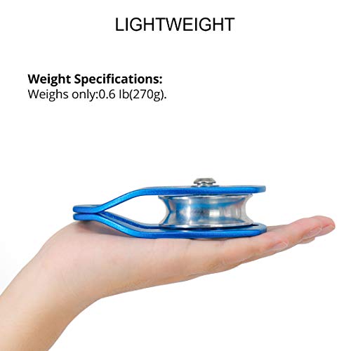 NewDoar 30 KN CE Certified Large Rescue Pulley Single/Double Sheave with Swing Plate - color: Single Pulley - Blue 2pcs