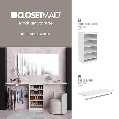 ClosetMaid Modular Storage Shelf Unit with Angled Shoe Shelves, White - color: White
