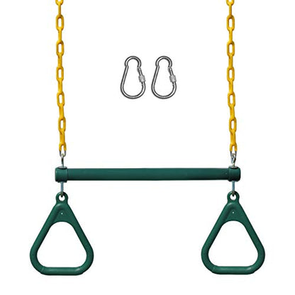 Jungle Gym Kingdom Swing Sets for Backyard, Monkey Bars & Swingset Accessories - Set Includes 18" Trapeze Swing Bar & 48" Heavy Duty Chain with Locking Carabiners - Outdoor Play Equipment (Green) - color: Green