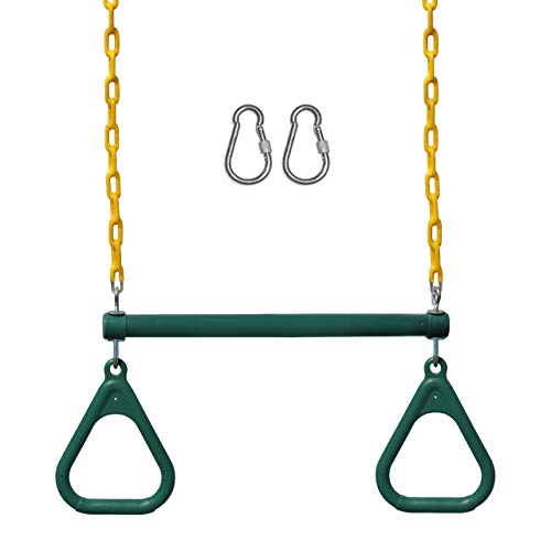 Jungle Gym Kingdom Swing Sets for Backyard, Monkey Bars & Swingset Accessories - Set Includes 18" Trapeze Swing Bar & 48" Heavy Duty Chain with Locking Carabiners - Outdoor Play Equipment (Green) - color: Green