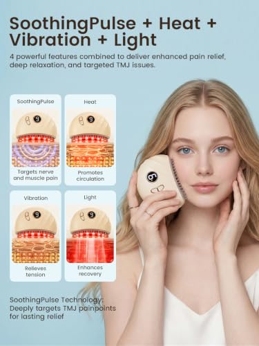 TMJ Relief Products Jaw, TMJ Relief Massager, Vibration and Heating, Ergonomic Multi-Needle Design TMJ Massage Tool, Effective Jaw & Neck Pain, Grinding and Clenching Teeth Relief - White