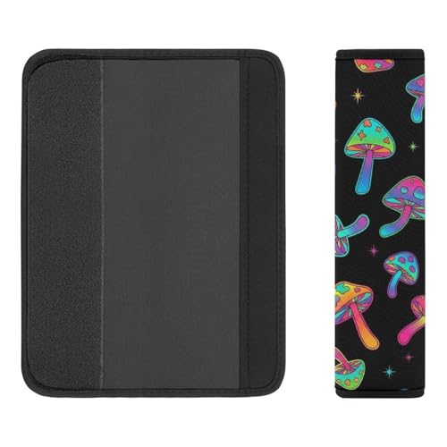 2 Pack Universal Fit Seat Belt Shoulder Pad for Kids, Car Seats Pushchair Strollers High Chair Pushchair, Neon Mushroom Shoulder Protector, Anti-Slip Pad - color: Pattern 640