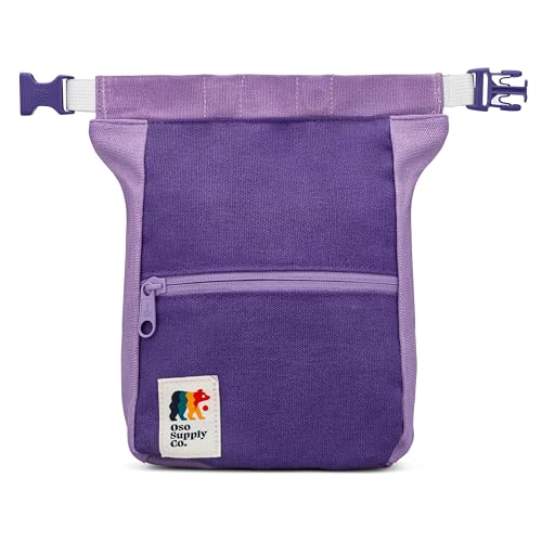 Kulshan Bouldering Bucket, Large Size Chalk Bag for Rock Climbing, Chalk Pot with Magnetic Roll Down Closure, Brush Loop, Zippered Pockets for Climbers - color: Violet