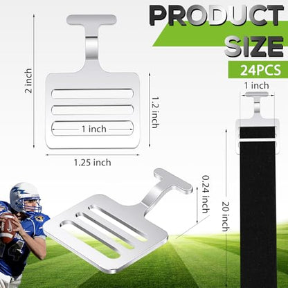 Fabbay Shoulder Pad T Hook with Elastic Strap,Include Silver Metallic Football T Hook for Youth Adult Football Shoulder Pad Straps - size: 1 Inch
