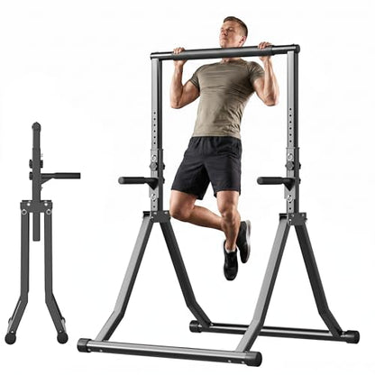 Foldable Pull Up Bar Station 58.3''-76.8'' Power Tower - color: 58.3"-76.8" with Dual Dip Handles