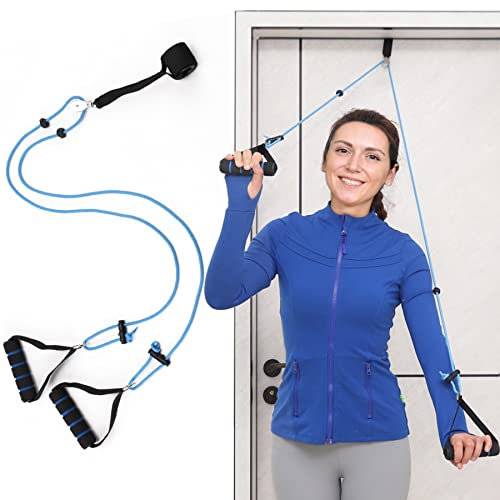 Shoulder Pulley Over The Door Physical Therapy System, Exercise Pulley for Physical Therapy, Alleviate Shoulder Pain and Facilitate Recovery from Surgery - color: Blue