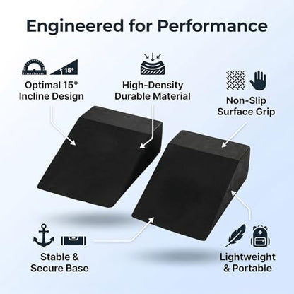 Squat Wedge Block for Heel Elevated Squat Weightlifting Calf Stretcher Slant Board for Mobility Balance and Strength Performance Pack of 2