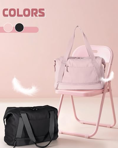 Smasrob Travel Duffle Bag with Shoe Compartment and Laptop Sleeve for Women, Lightweight Weekender Duffel Bag for Travel, Gym, Hospital Labor Delivery, Pink - color: Pink